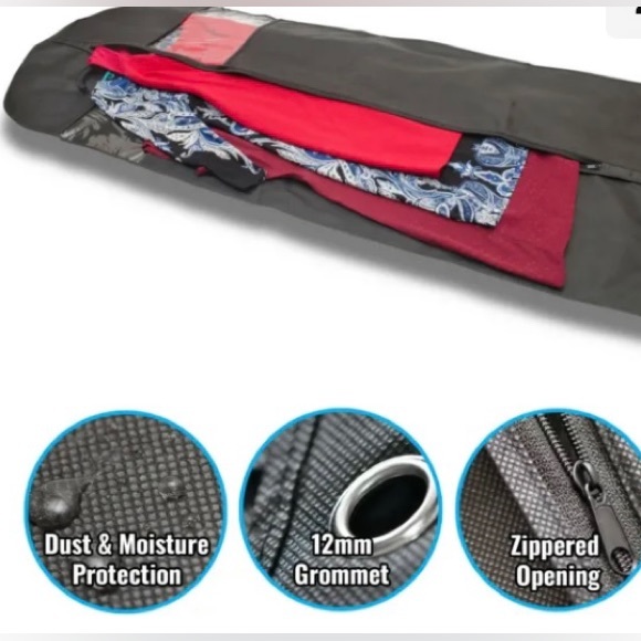 60" Long Black Garment Bags for Clothing Storage of Dresses Suits - Picture 2 of 2